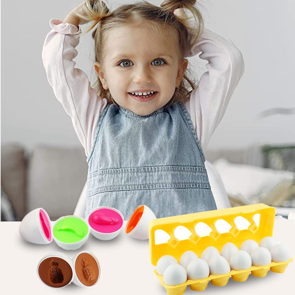 Dimple 12-Piece Vegetable Egg Matching Toy – Educational Shape & Color Sorting with Holder for Toddlers Ages 1-3