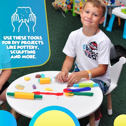 DIMROM 18-Piece Clay and Play Dough Tools Set - 6 Tools and 12 Shape Cutters for Creative Play