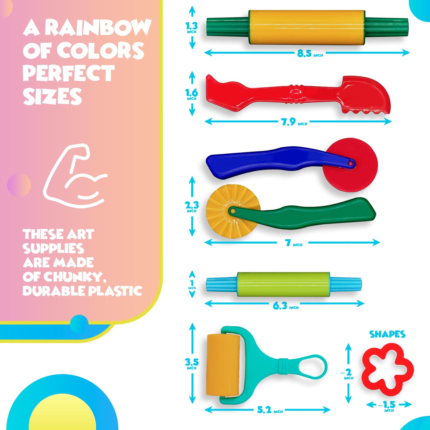 DIMROM 18-Piece Clay and Play Dough Tools Set - 6 Tools and 12 Shape Cutters for Creative Play