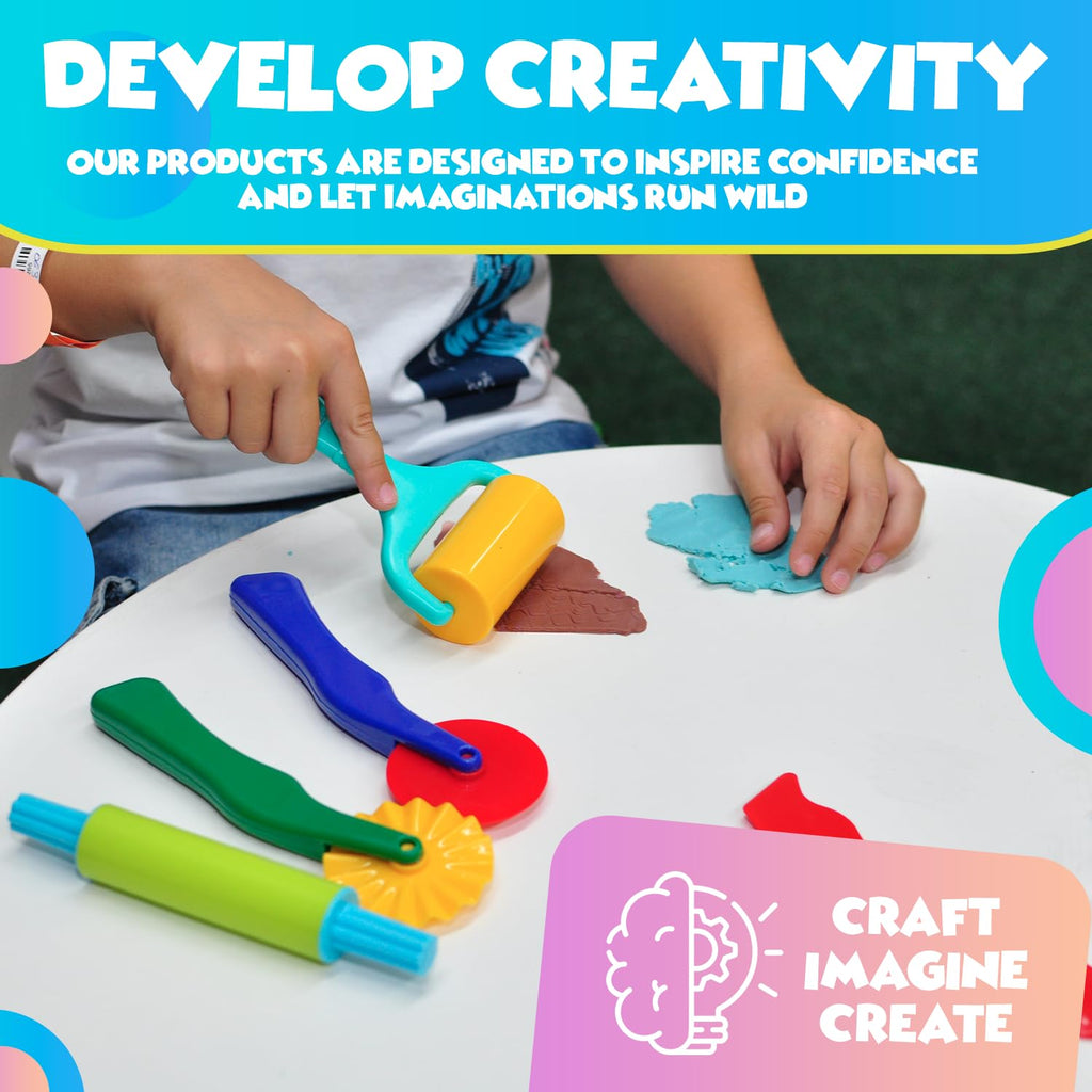 DIMROM 18-Piece Clay and Play Dough Tools Set - 6 Tools and 12 Shape Cutters for Creative Play