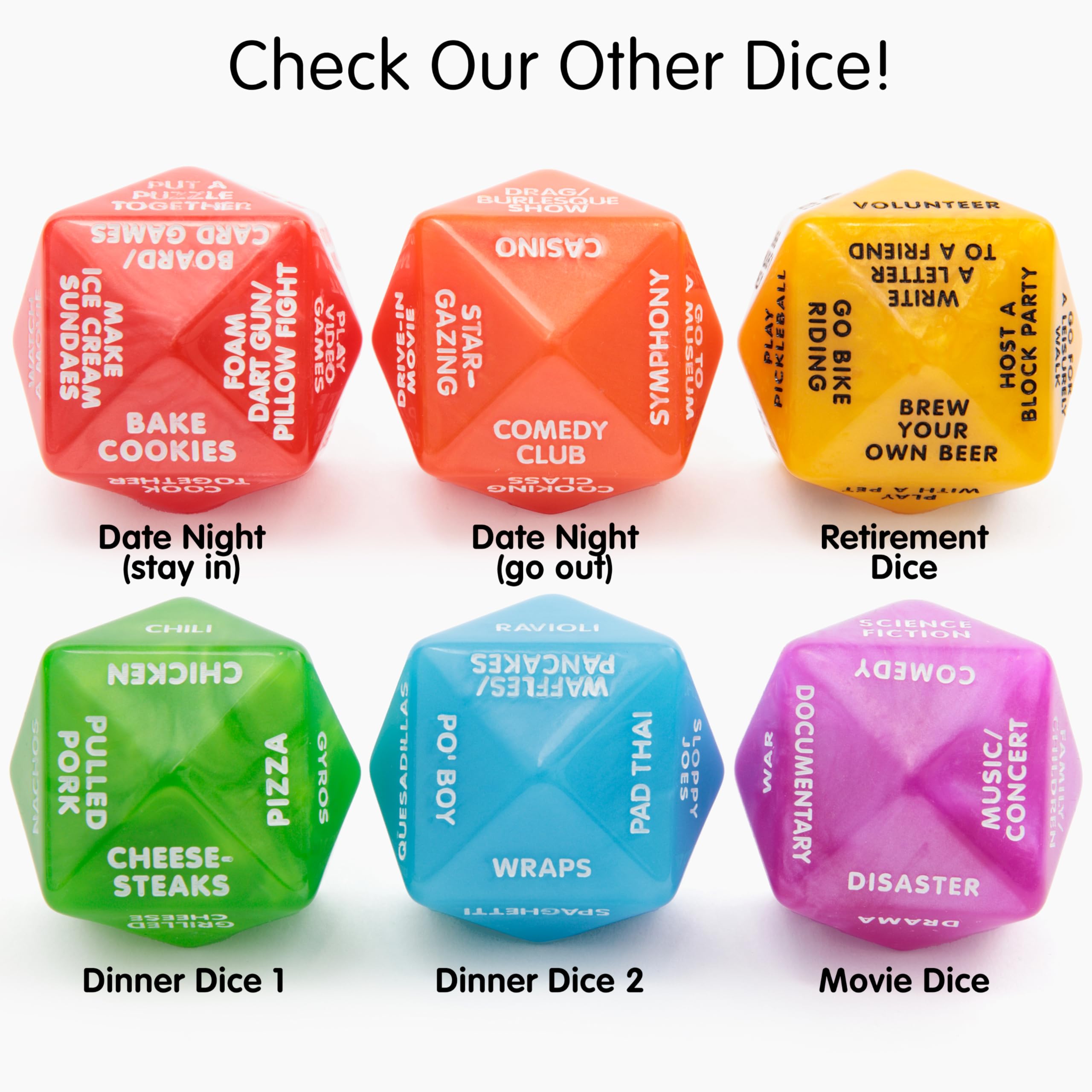 Dinner Dice – Green 2-Inch Meal Decision Dice for Couples with 24 Dining Options