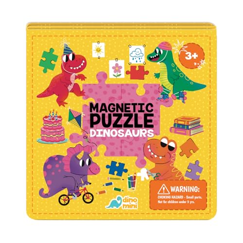 DINO MINI Magnetic Puzzle Set for Toddlers 3-5 - 3 x 20 Piece Dinosaurs Puzzles, Tri-Fold Travel Activity