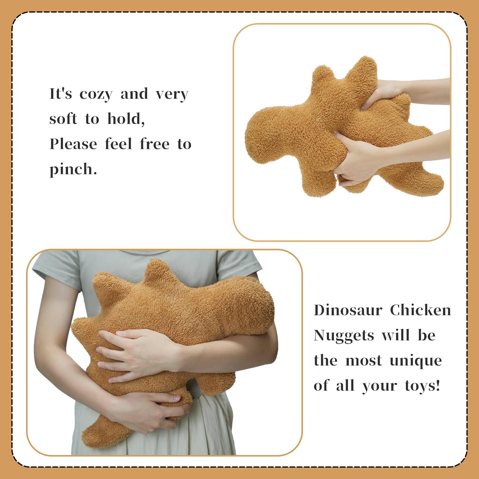 Dino Nugget Pillow - 18 Inch Soft Chicken Nugget Plush Toy for Kids and Adults