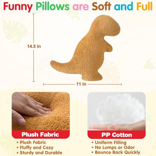 Dino Nugget Pillow Plush – Small T-Rex Chicken Nugget Funny Stuffed Animal Toy Pillow