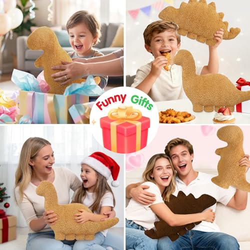 Dino Nugget Pillow Plush – Small T-Rex Chicken Nugget Funny Stuffed Animal Toy Pillow