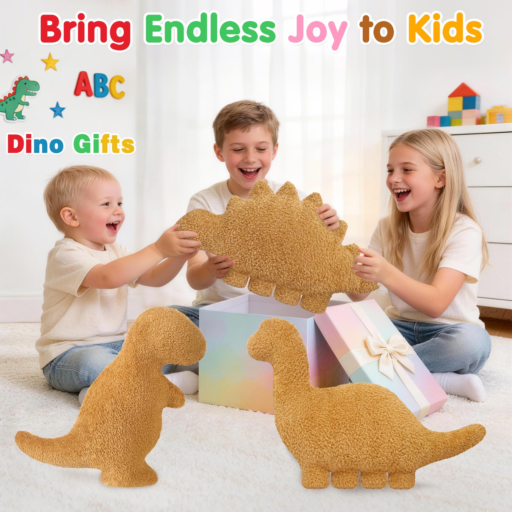 Dino Nugget Pillow Plush – Small T-Rex Chicken Nugget Funny Stuffed Animal Toy Pillow