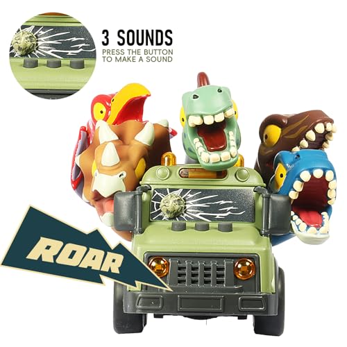 DINOBROS Dinosaur School Bus Toy with Lights and Sounds - Friction Powered with 5 Dino Figures for Kids Ages 3+