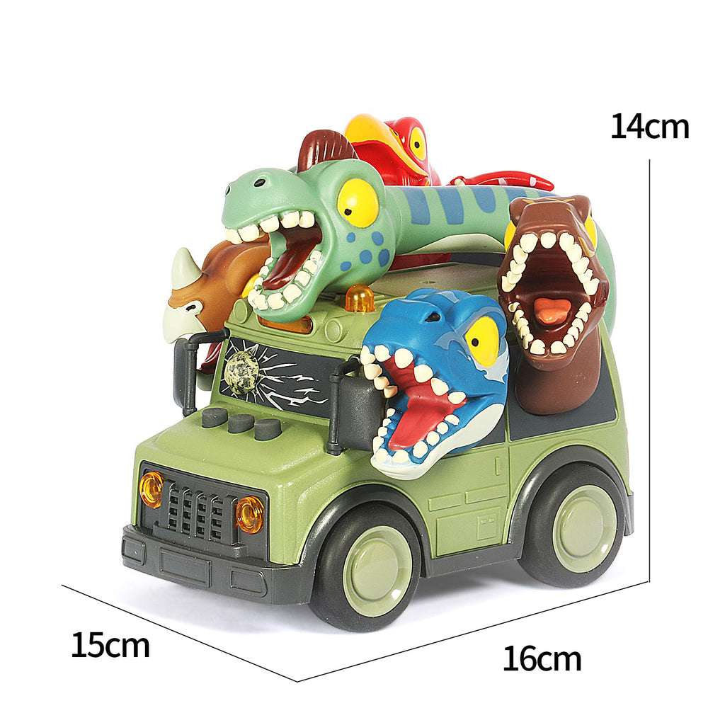 DINOBROS Dinosaur School Bus Toy with Lights and Sounds - Friction Powered with 5 Dino Figures for Kids Ages 3+