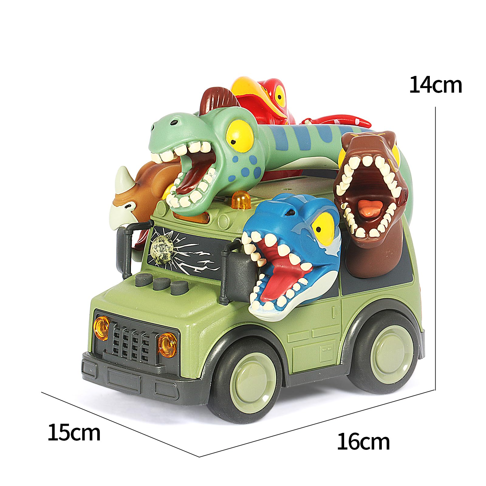 DINOBROS Dinosaur School Bus Toy with Lights and Sounds - Friction Powered with 5 Dino Figures for Kids Ages 3+