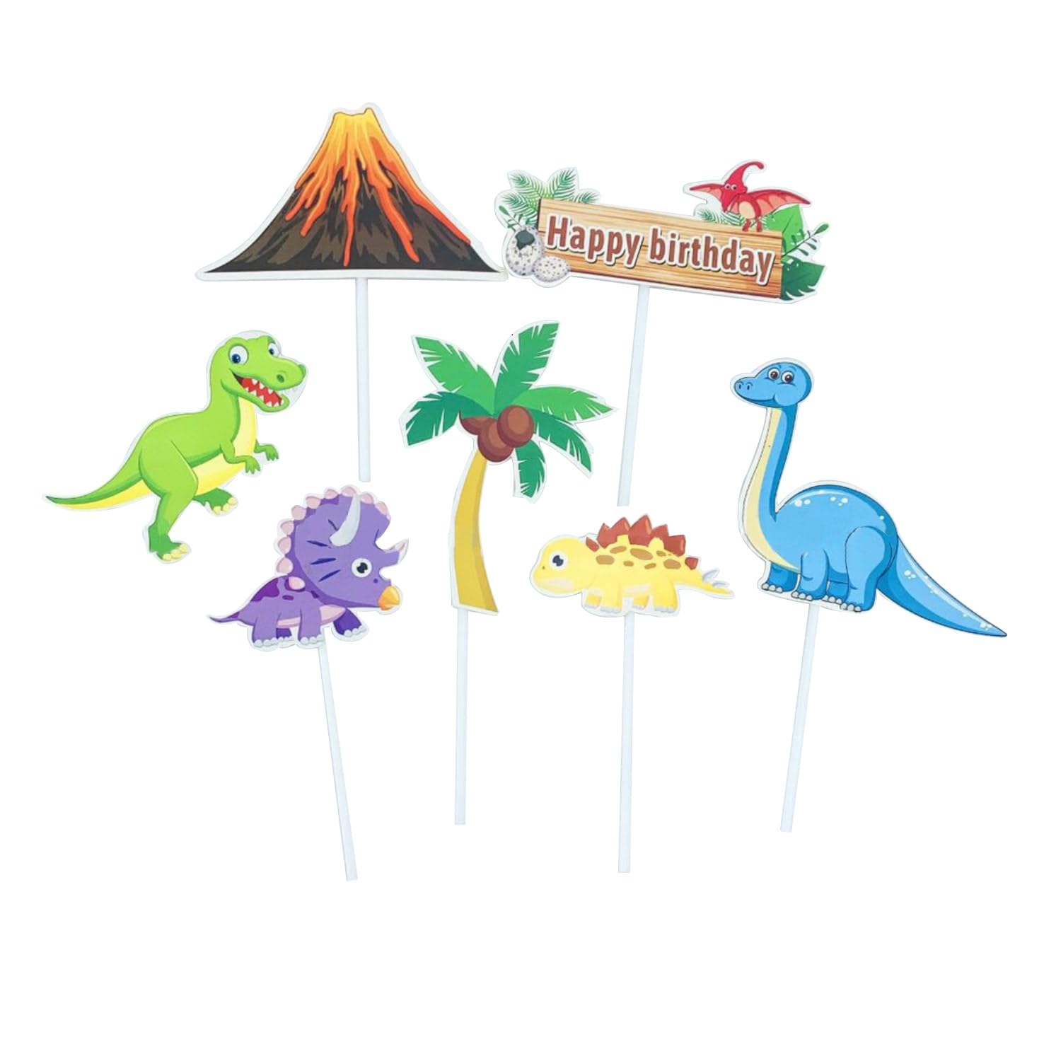 Dinosaur Birthday Decoration Set for Age 4 – Foil & Latex Balloons, Banner, Cake Topper