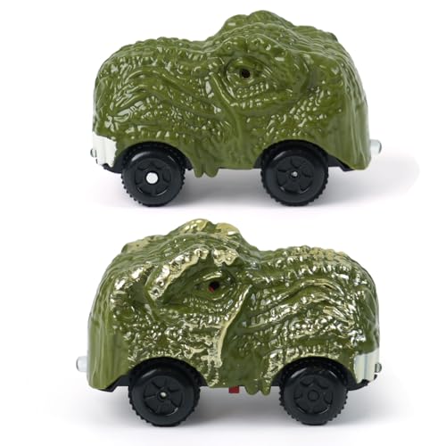 Dinosaur Track Car Toys 2-Pack – LED Light-Up Cars for Kids Ages 3-7, Compatible with Dinosaur Race Track Sets
