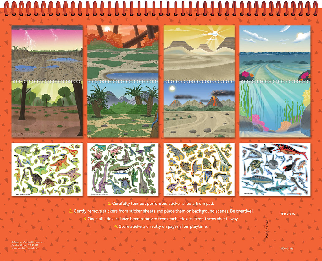 Dinosaurs and Prehistoric Animals Reusable Sticker Pad – Over 150 Repositionable Stickers for Creative Play