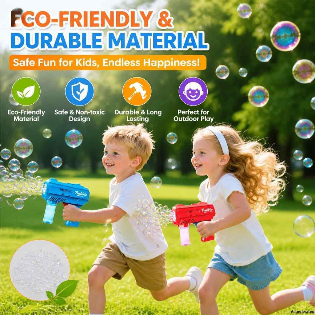 Dinxlon Kids Automatic Bubble Gun with LED Lights – Leakproof, 10,000+ Bubbles Per Minute, Blue (Includes Refill)