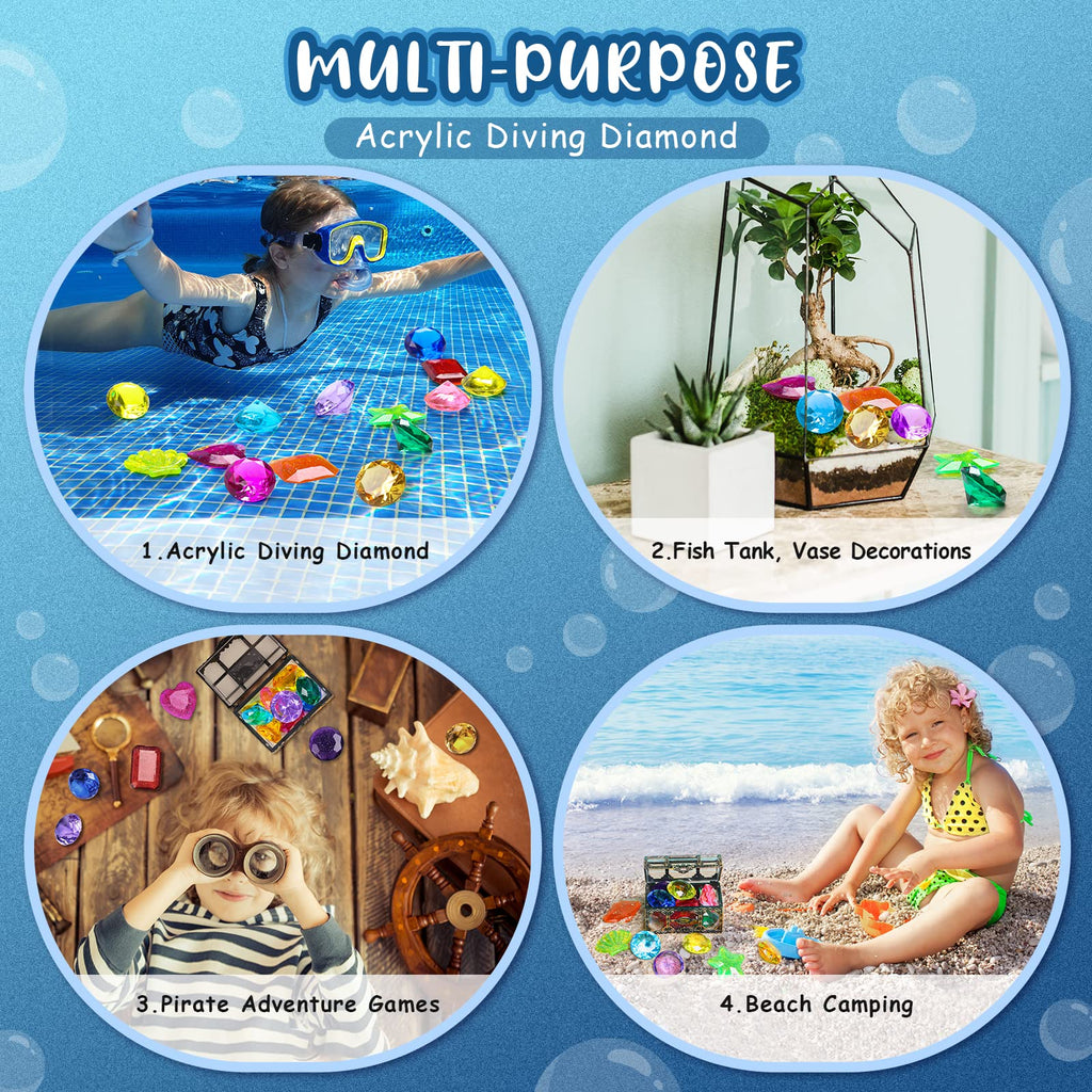 DISHIO Diving Gem Pool Toys – 16-Piece Large Swimming Toy Set with Treasure Chest for Kids