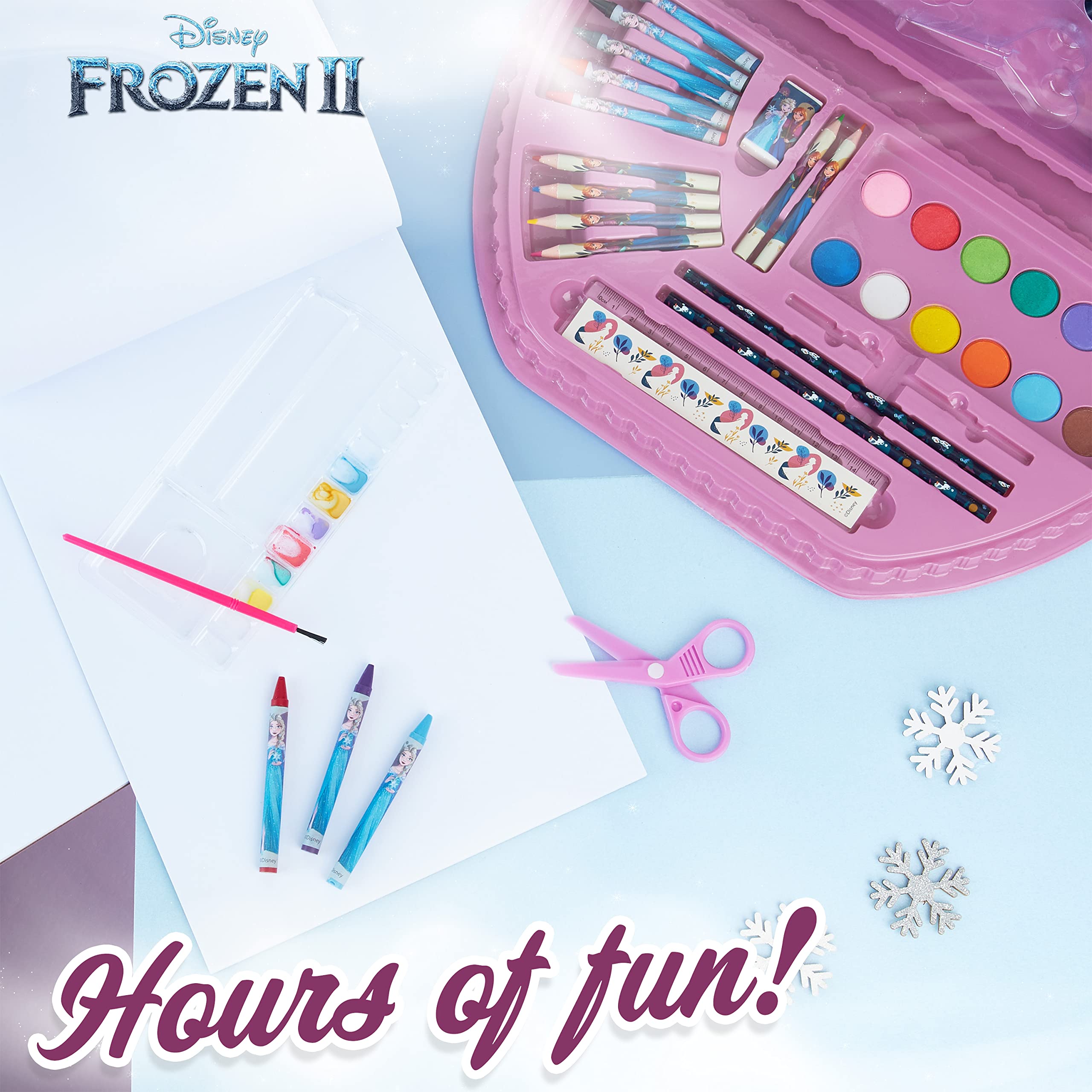 Disney Frozen Pink Colored Pencils & Art Set - 50 Piece Kids Drawing Supplies in Carry Case