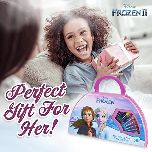 Disney Frozen Pink Colored Pencils & Art Set - 50 Piece Kids Drawing Supplies in Carry Case