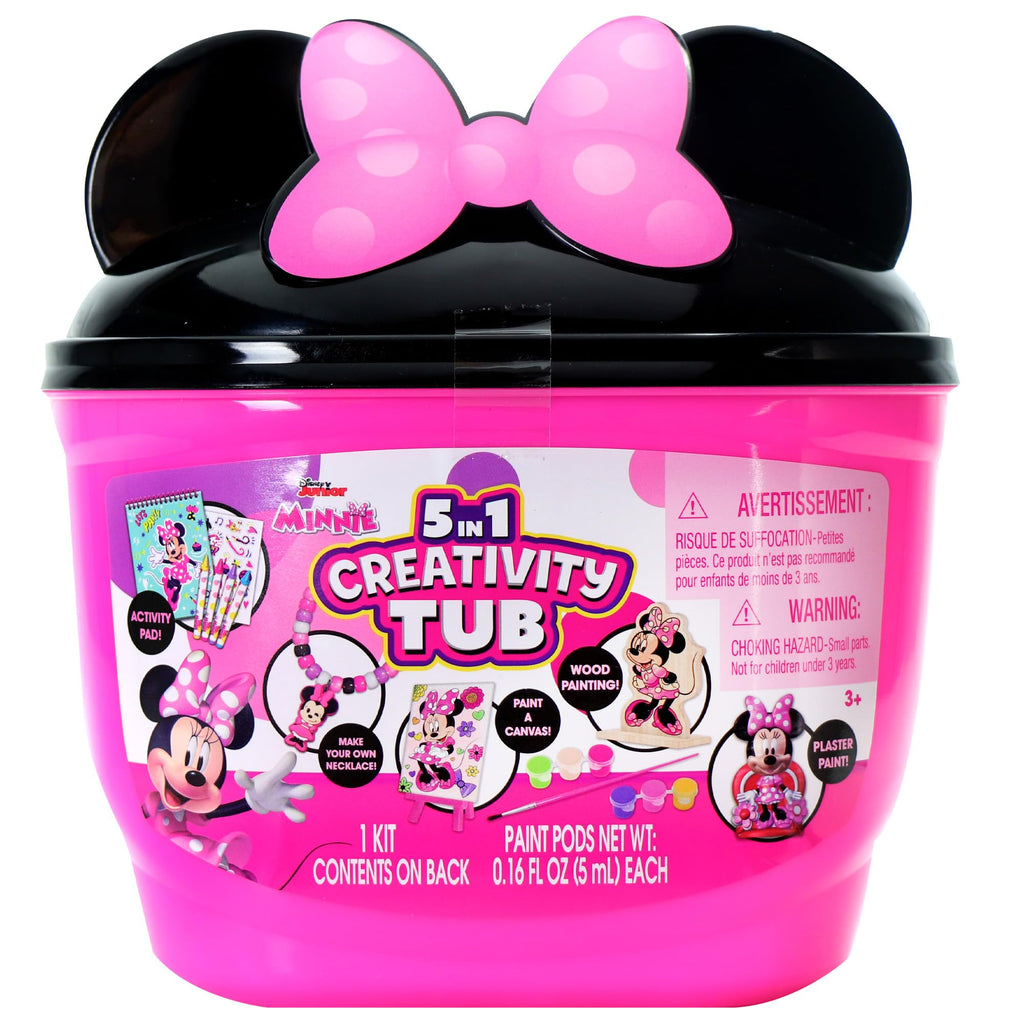 Disney Junior Minnie Mouse 5 in 1 Creativity Tub – 50-Piece Preschool Arts and Crafts Activity Set