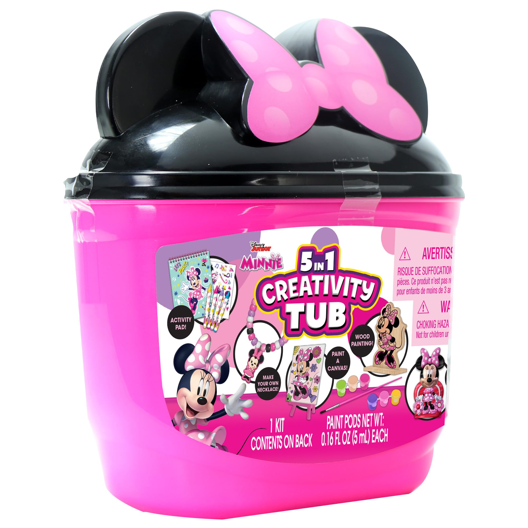 Disney Junior Minnie Mouse 5 in 1 Creativity Tub – 50-Piece Preschool Arts and Crafts Activity Set