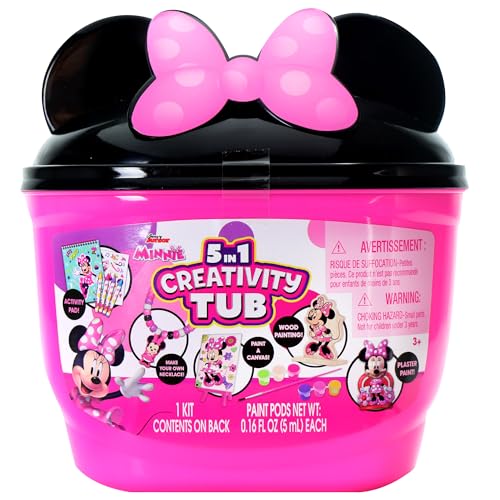 Disney Junior Minnie Mouse 5 in 1 Creativity Tub – 50-Piece Preschool Arts and Crafts Activity Set