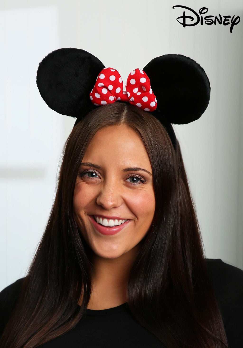 Disney Minnie Mouse Ears Headband – Plush Velvet Ears with Red Polka Dot Bow, Officially Licensed by elope