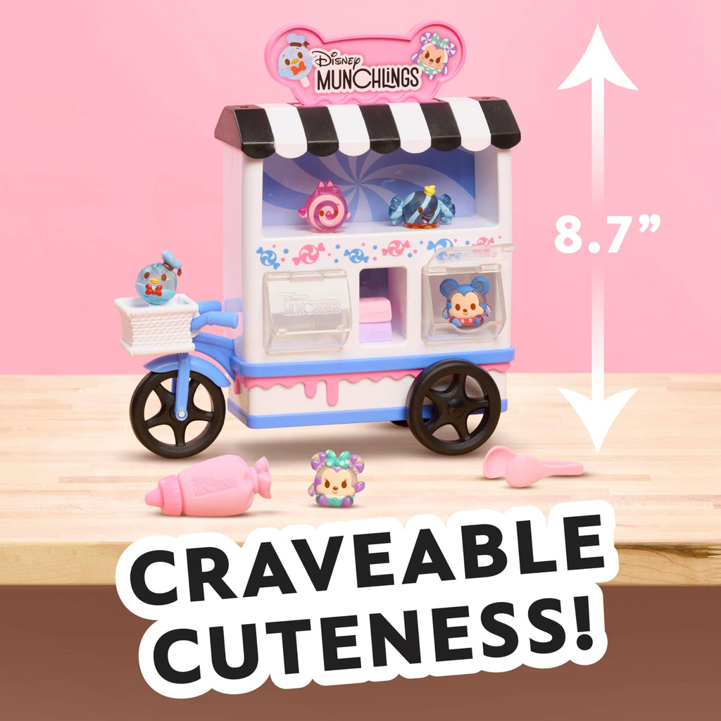 Disney Munchlings Candy Cart Playset – 13-Piece Light-Up Pretend Play with Scented Figures