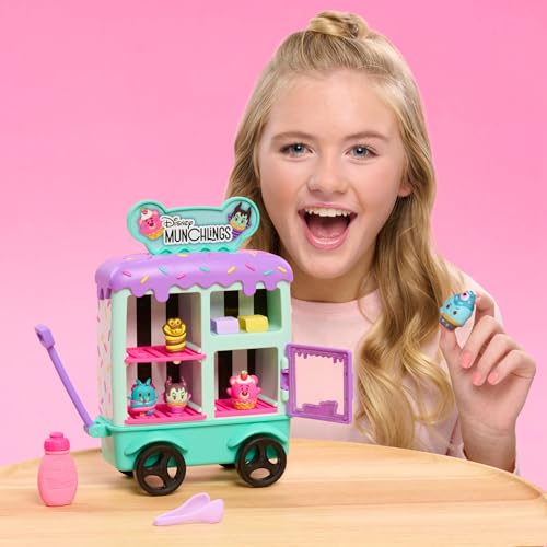 Disney Munchlings Ice Cream Cart – 13-Piece Light-Up Color Change Playset with 5 Scented Figures