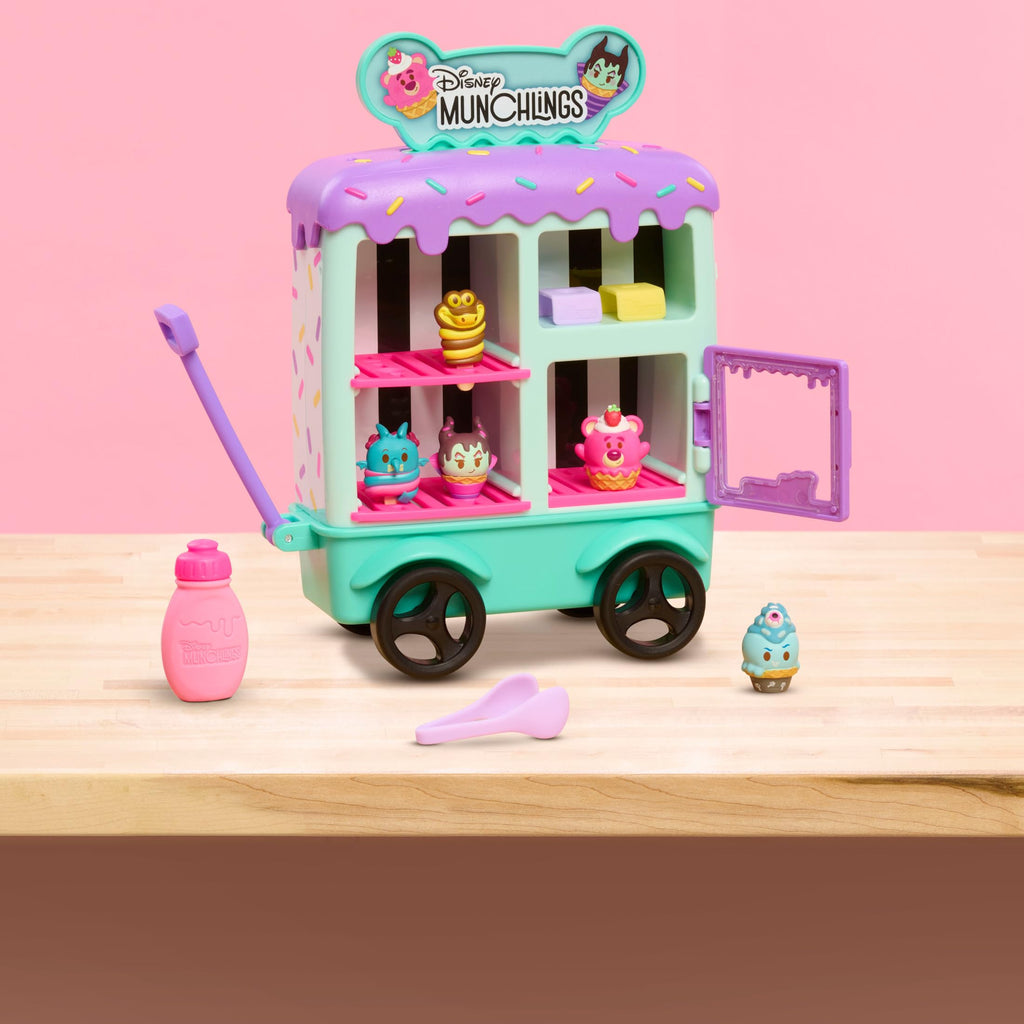 Disney Munchlings Ice Cream Cart – 13-Piece Light-Up Color Change Playset with 5 Scented Figures