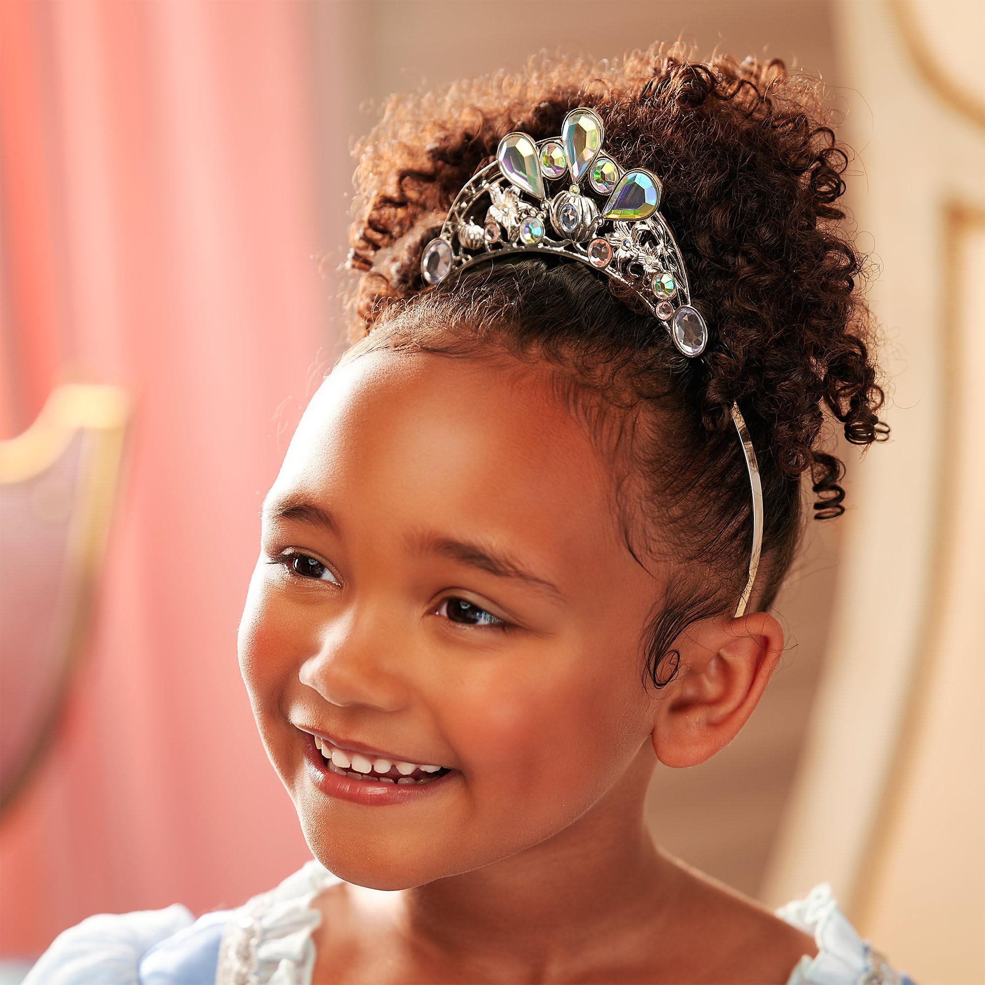 Disney Princess Cinderella Tiara Headband for Kids - Shimmering Dress-Up Crown with Iridescent Gems