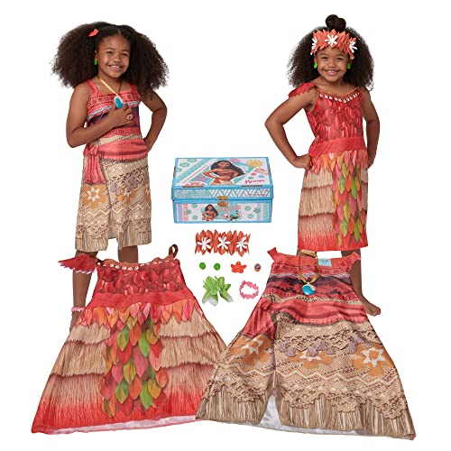 Disney Princess Moana 11-Piece Dress-Up Trunk – 2 Dresses, Island Accessories & Storage Case