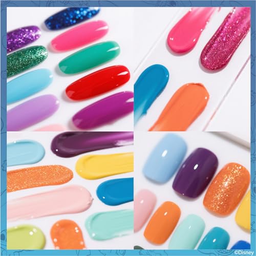 Disney Stitch 16-Color Water-Based Peel-Off Nail Polish Set with Nail Dryer - Safe for Kids 3+