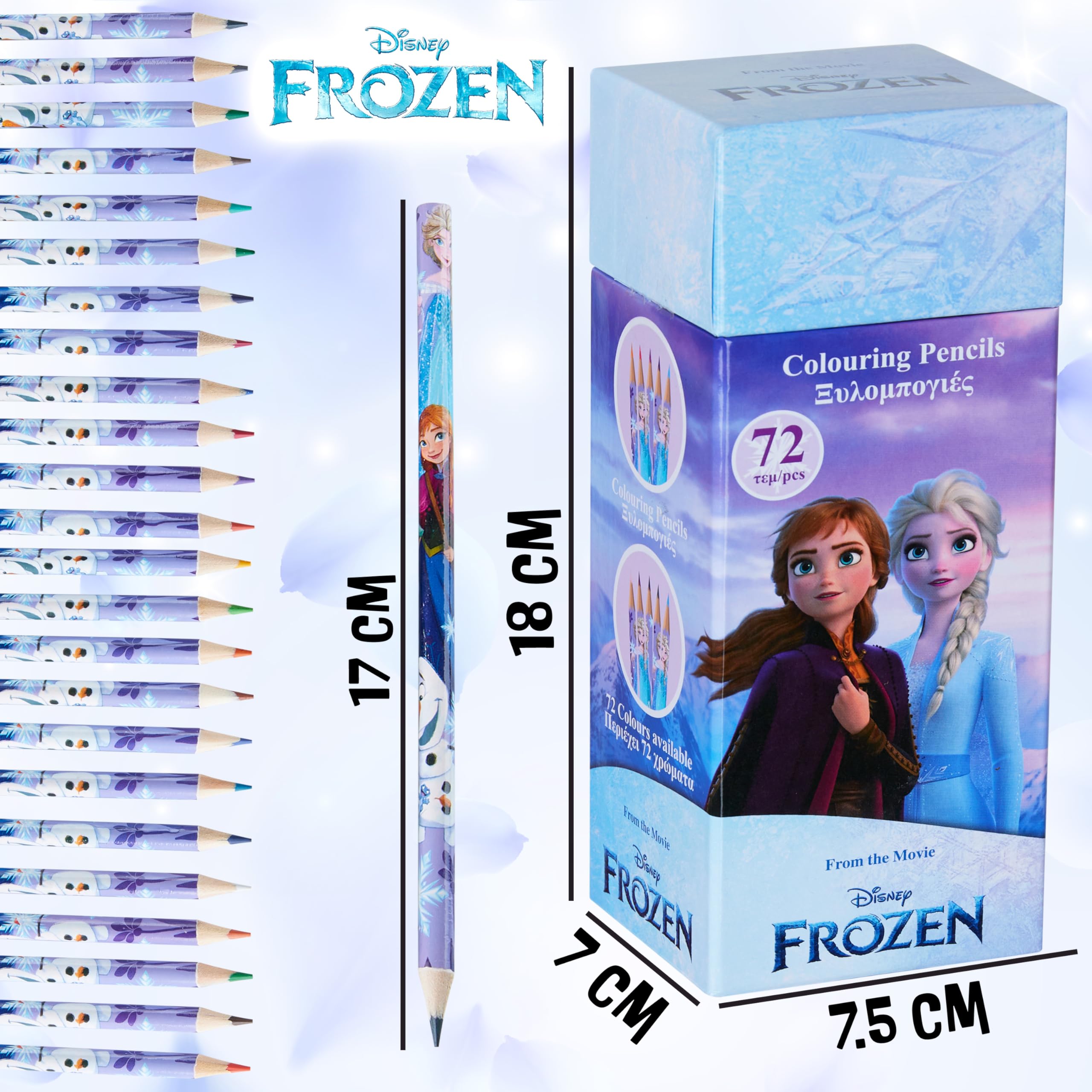 Disney Stitch 72 Colored Pencils for Kids - Lilac Frozen Theme