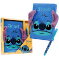 Disney Stitch A5 Lockable Journal with Pen - Blue Fluffy Hardcover Notebook for Girls Teens