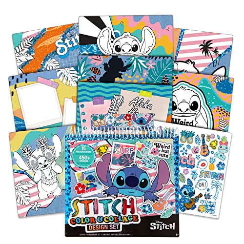 Disney Stitch Color & Collage Design Set by Fashion Angels – 15 Posters & 450+ Stickers for Kids Ages 8+