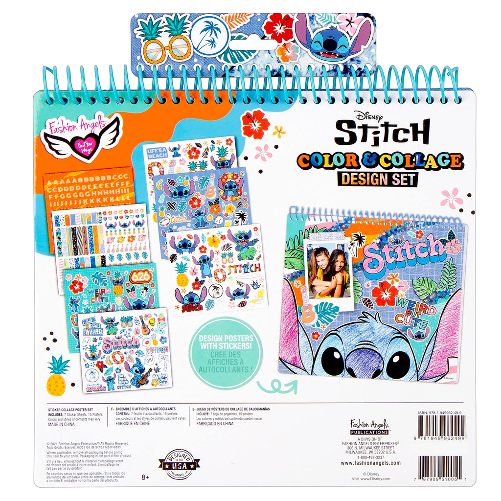Disney Stitch Color & Collage Design Set by Fashion Angels – 15 Posters & 450+ Stickers for Kids Ages 8+