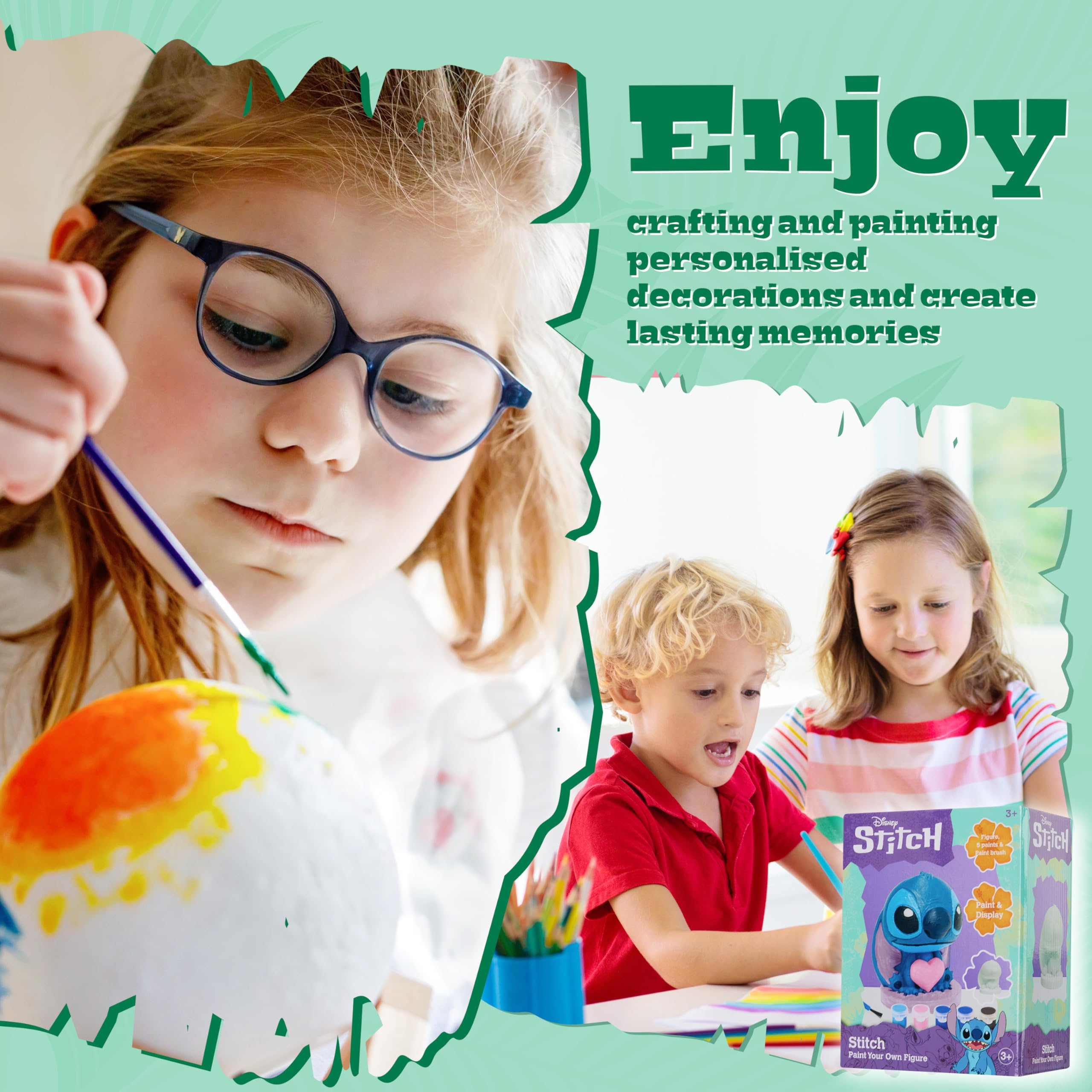 Disney Stitch Paint Your Own Plaster Figure Set – DIY Art Kit for Kids and Teens