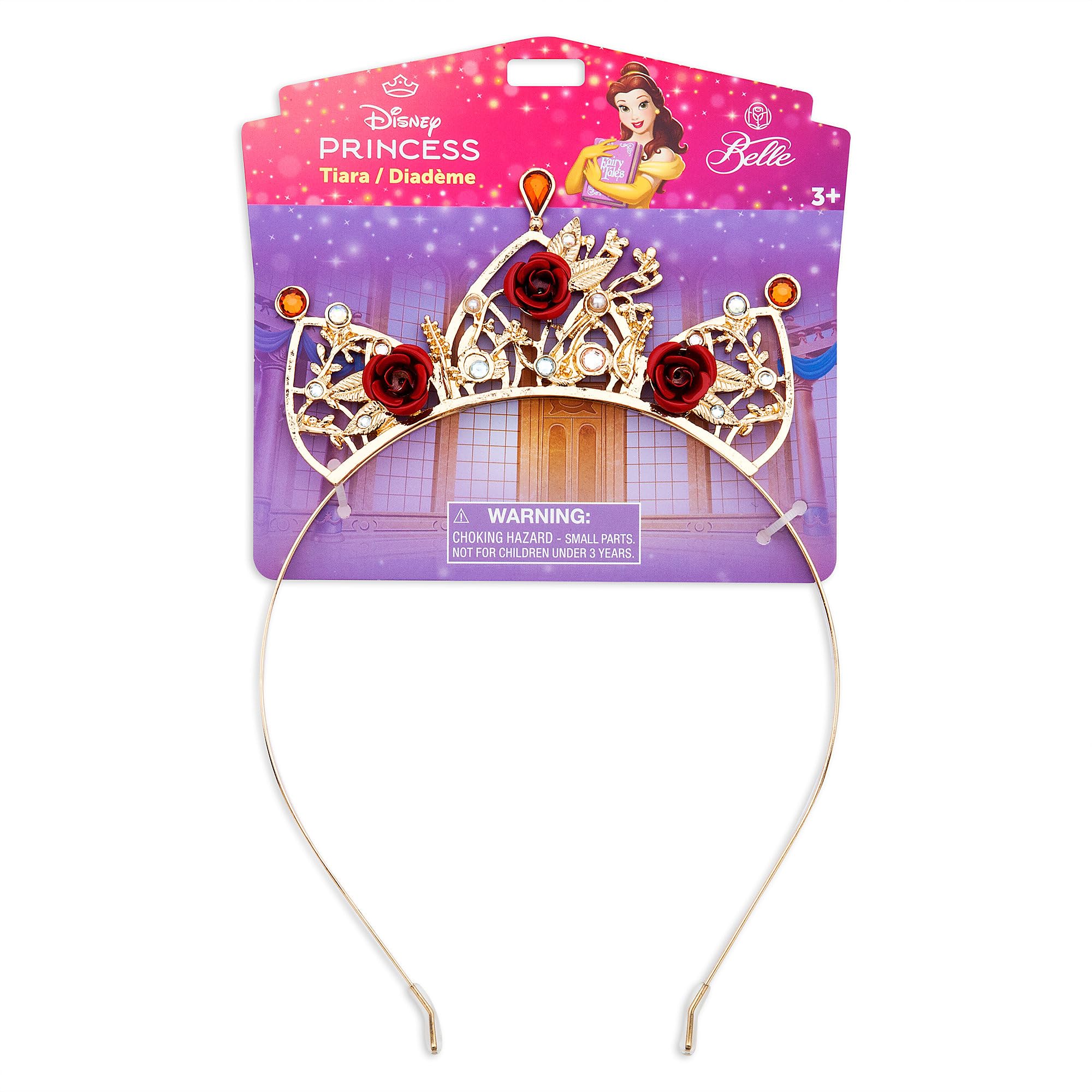 Disney Store Official Belle Tiara Headband for Kids - Princess Dress Up Accessory with Rosettes and Pearls
