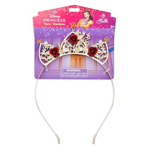 Disney Store Official Belle Tiara Headband for Kids - Princess Dress Up Accessory with Rosettes and Pearls