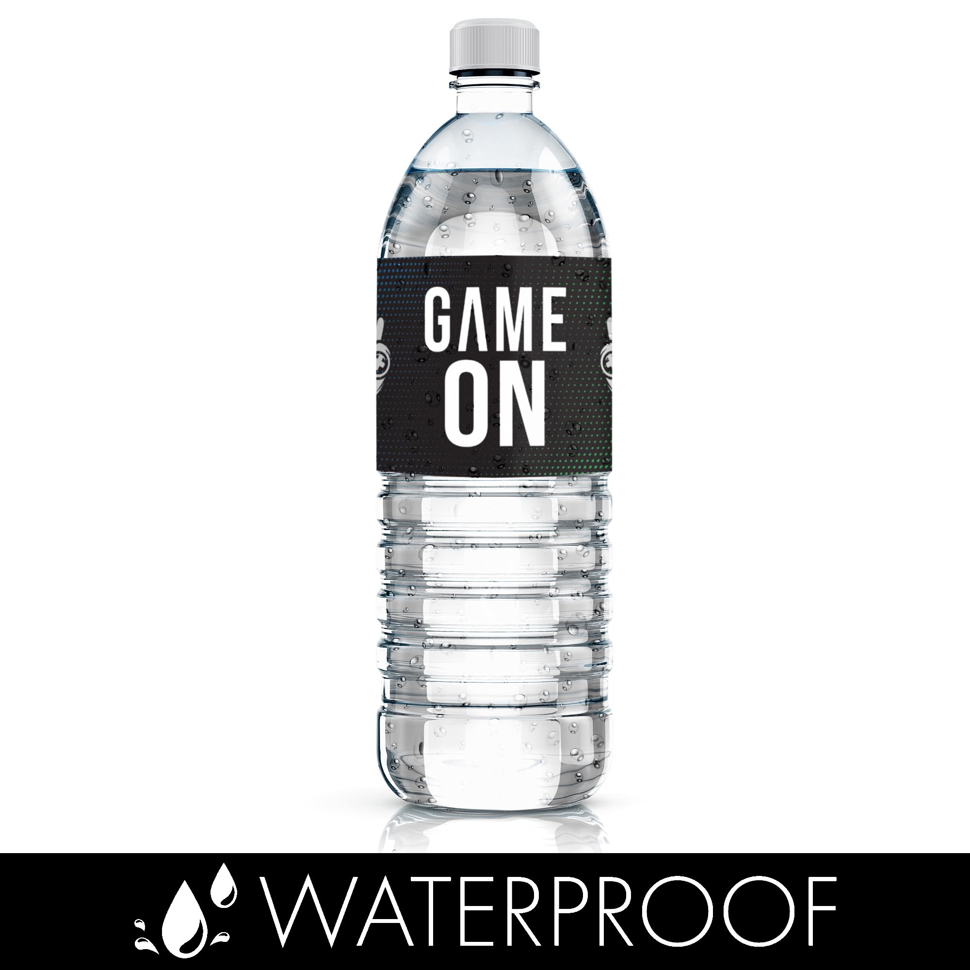 DISTINCTIVS Gamer Birthday Party Favors – 20 Waterproof Video Game Water Bottle Labels – Peel and Stick Stickers for Gaming Party Decorations