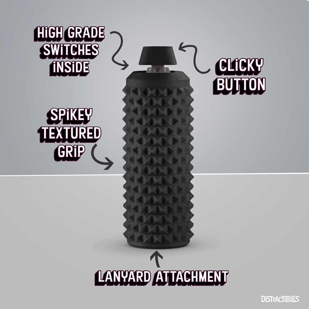Distractibles Sensory Roller Fidget Toy with Clicker & Tactile Spikes – Black