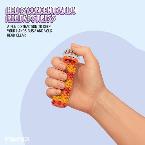 Distractibles Shelly Fidget Clicker | Textured Sensory Tool with Lanyard for Focus (Neon Nova)