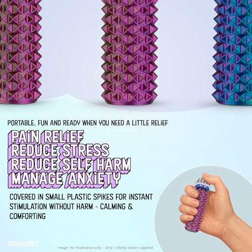 Distractibles Shelly Sensory Fidget Clicker - Neon Harmony - Textured Spiked Base & Turtle Clicker for Focus
