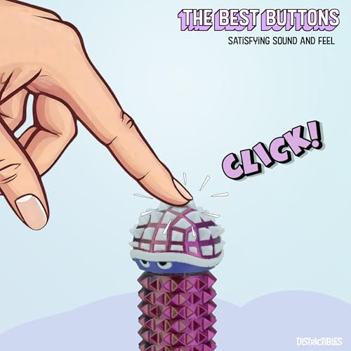 Distractibles Shelly Sensory Fidget Clicker - Neon Harmony - Textured Spiked Base & Turtle Clicker for Focus