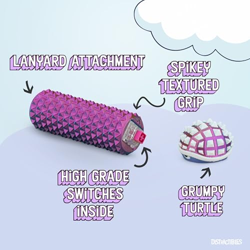 Distractibles Shelly Sensory Fidget Clicker - Neon Harmony - Textured Spiked Base & Turtle Clicker for Focus