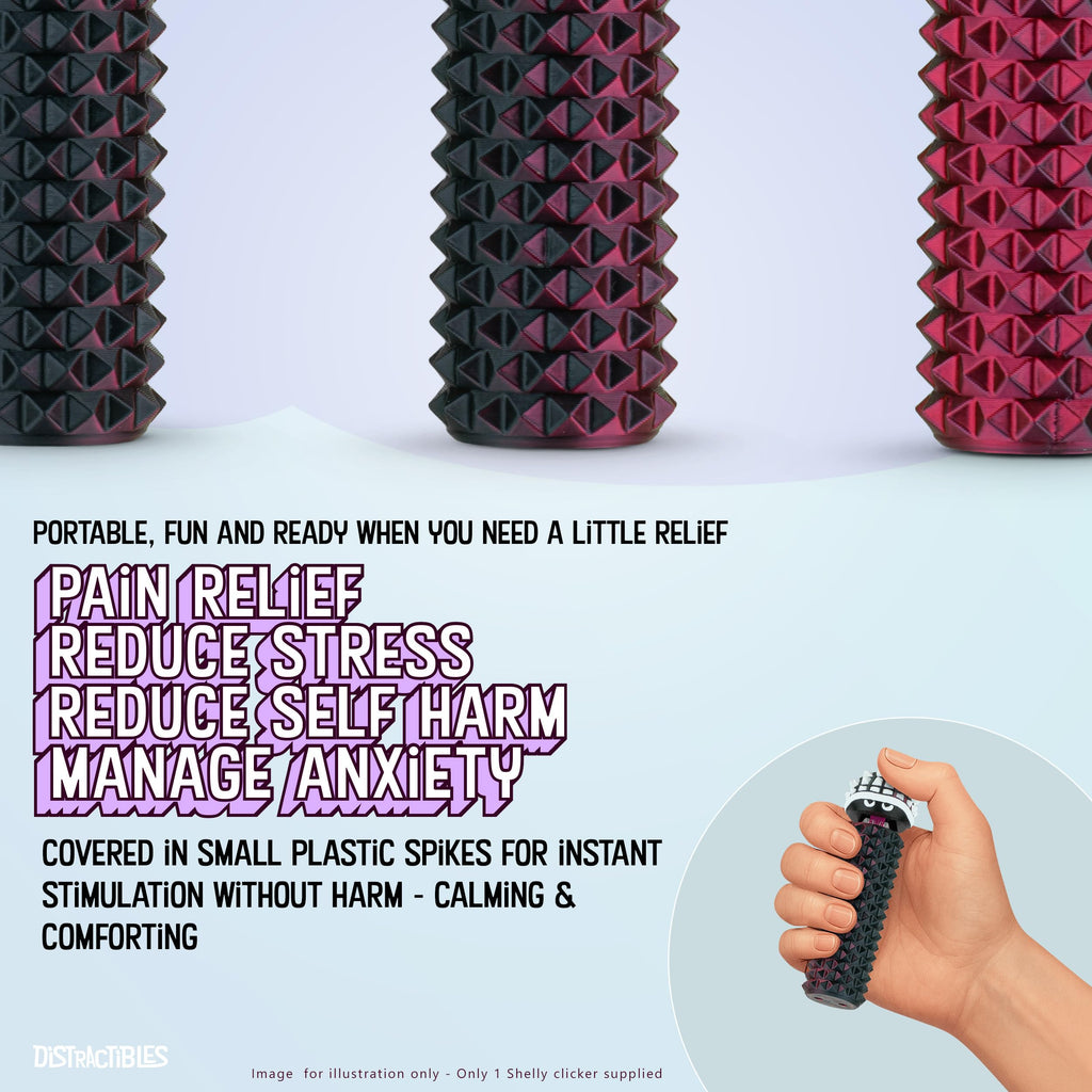 Distractibles Shelly Sensory Fidget Toy – Textured Pain Stim Device in Neon Crimson for Focus and Stress Relief