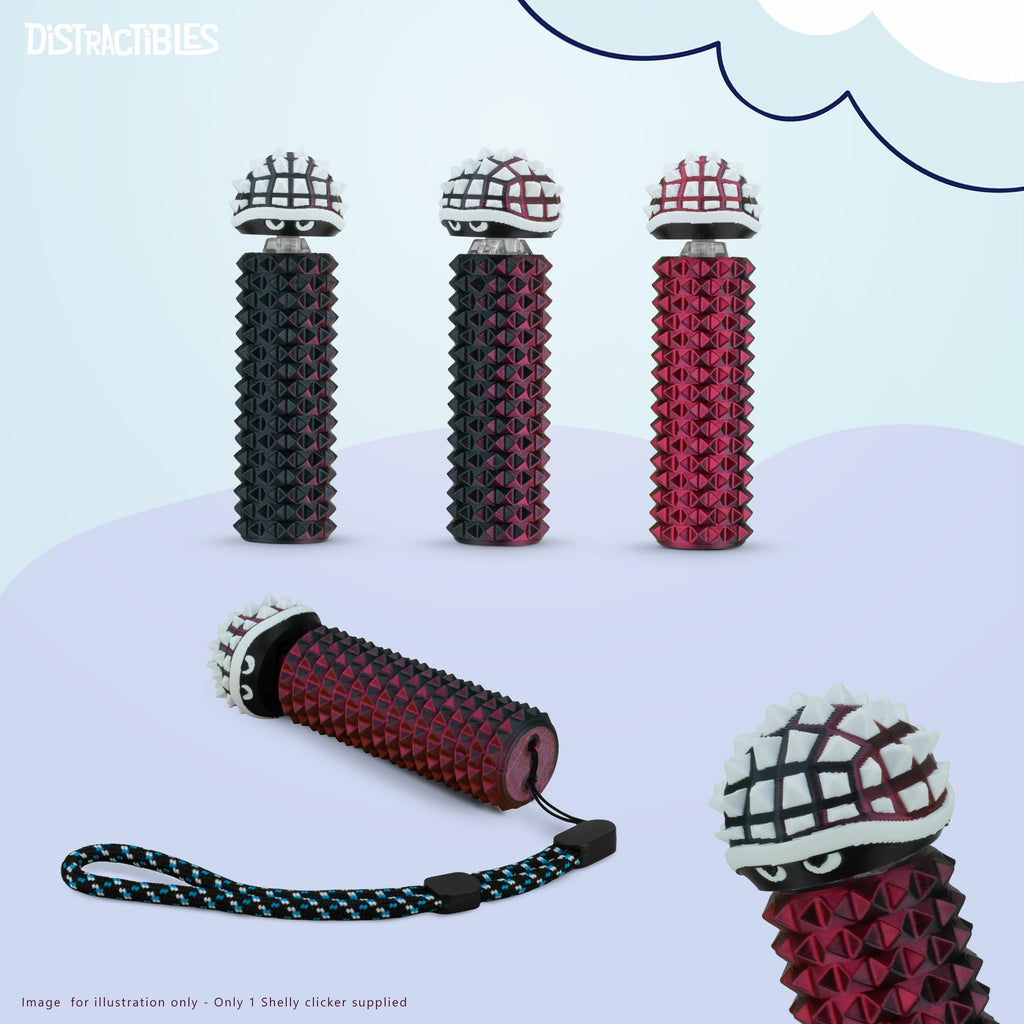 Distractibles Shelly Sensory Fidget Toy – Textured Pain Stim Device in Neon Crimson for Focus and Stress Relief