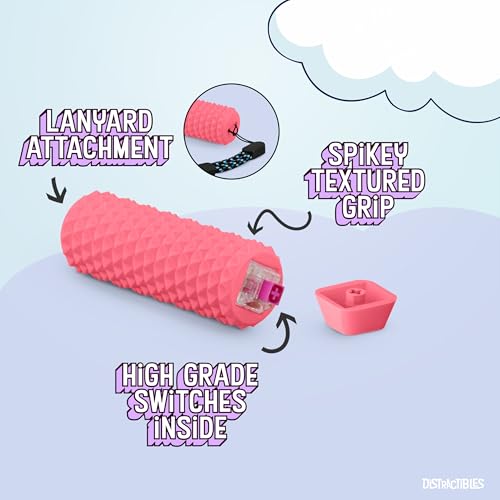 Distractibles Spike Roller Clicker - Pink Sensory Fidget Toy with Spikes and Clicker Switch