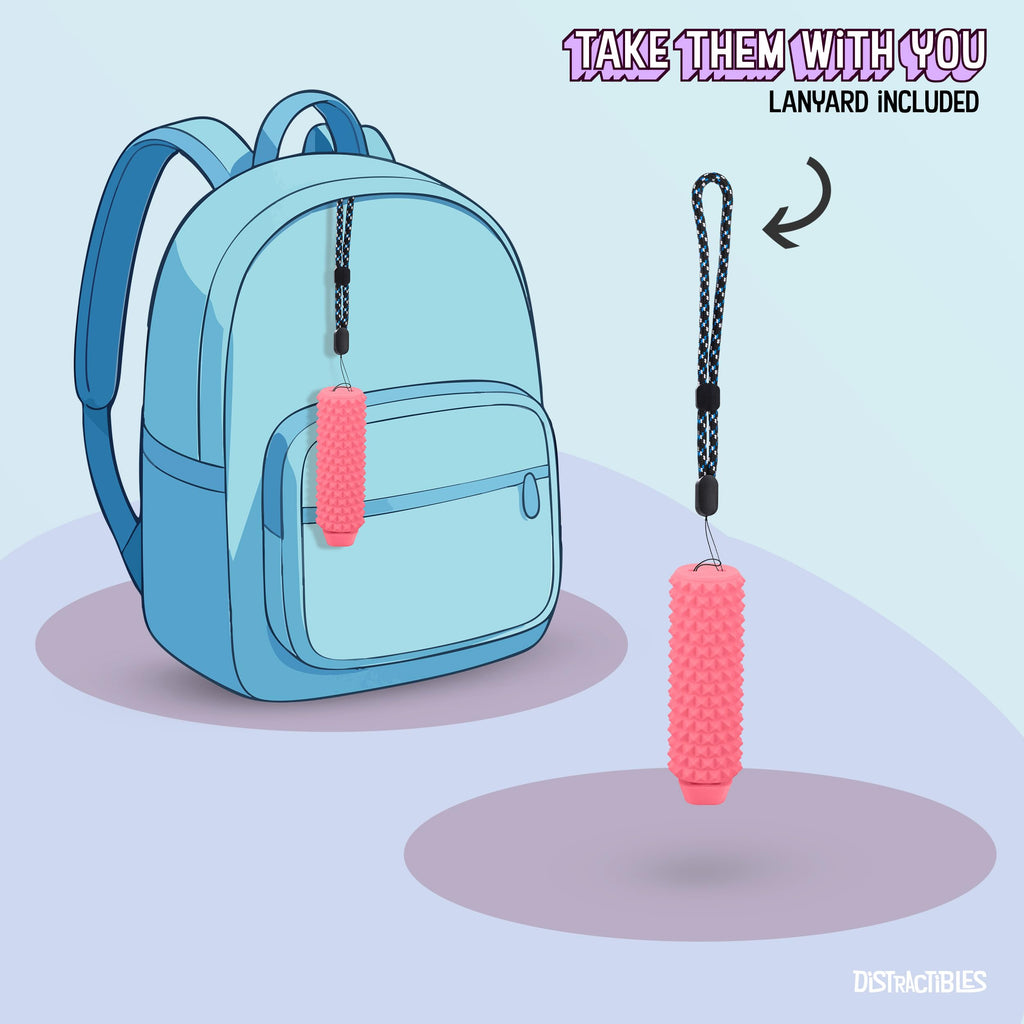 Distractibles Spike Roller Clicker - Pink Sensory Fidget Toy with Spikes and Clicker Switch