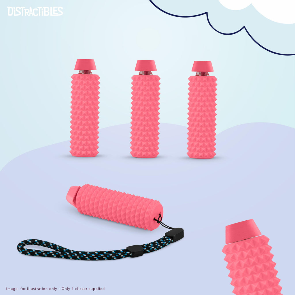 Distractibles Spike Roller Clicker - Pink Sensory Fidget Toy with Spikes and Clicker Switch