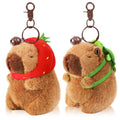 Ditucu 2-Pack Capybara Plush Keychain Set – Strawberry & Turtle Design, Soft Stuffed Animal Pendant for Backpacks and Keys
