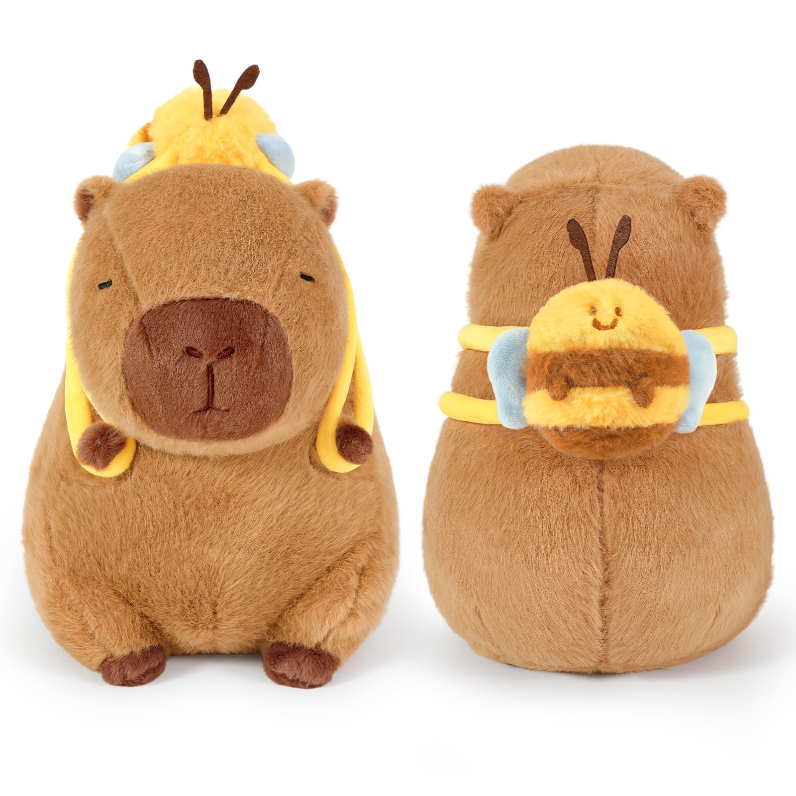 Ditucu 9-Inch Cute Capybara Plush with Bee Backpack – Soft Stuffed Animal Toy for Kids